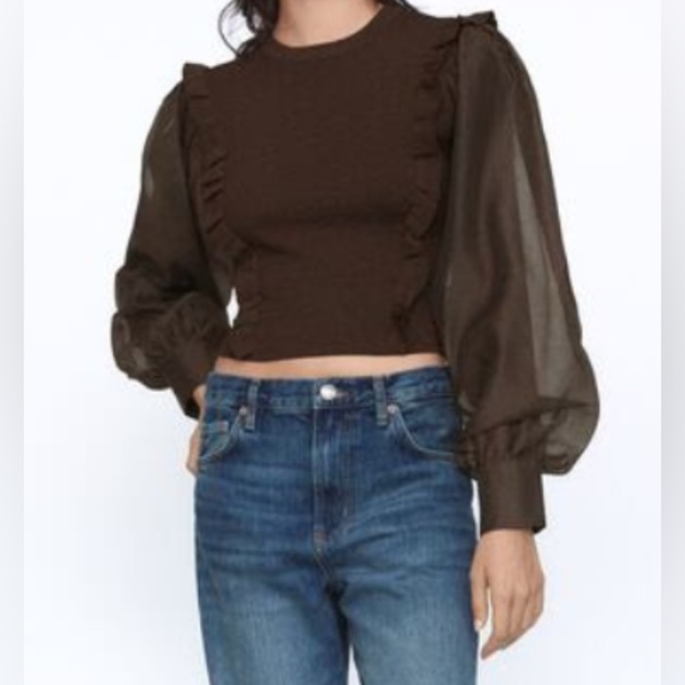 NWT - ZARA - Combination Sleeve Knit Top